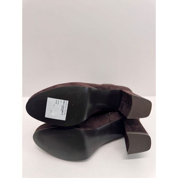 Calvin Klein Ankle Boots Size 8 Brown Block Heel Side Zip Winter Booties - Picture 10 of 10